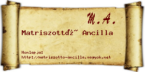 Matriszottó Ancilla névjegykártya